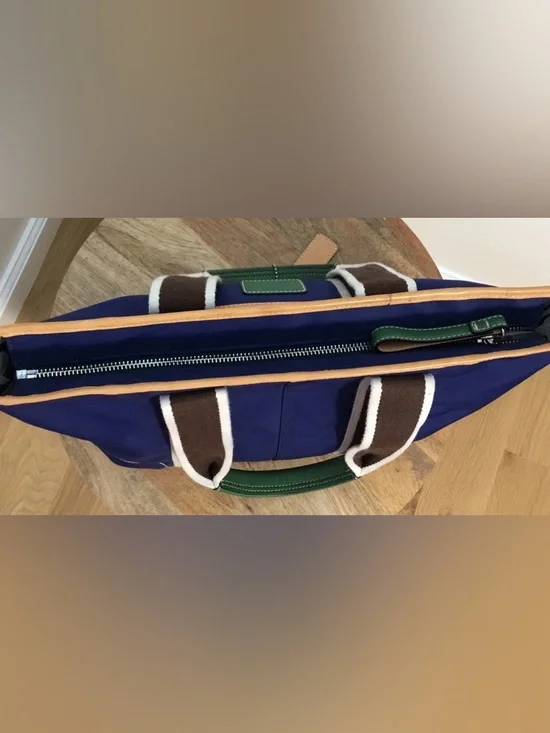 Vintage Y2K Coach Legacy Nylon Leather Mini Tote Bag in Navy & Brown EUC - Picture 8 of 10